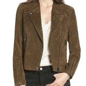 Blank NYC Olive Brown Suede Moto Jacket